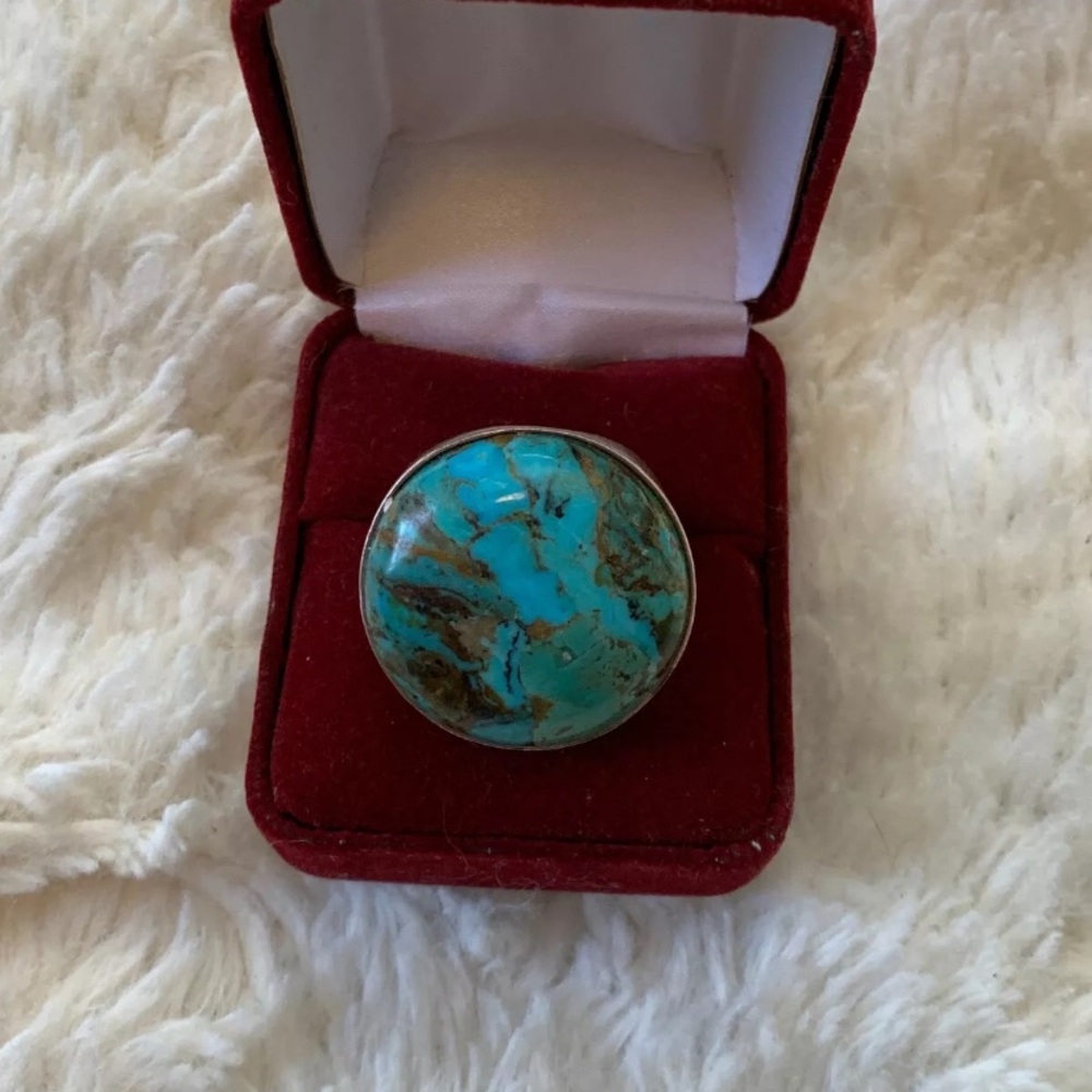 Chunky Sterling Silver Turquoise 925 Statement Ring